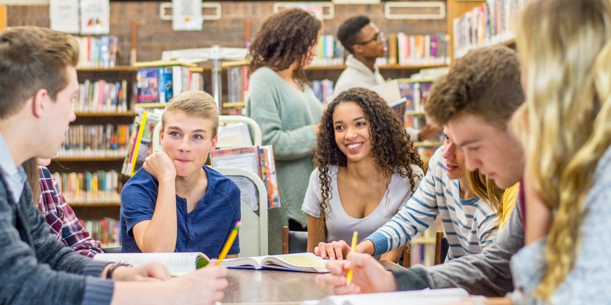 teens in the library