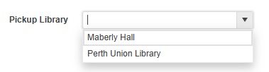 showing location of pickup library button in library catalogue