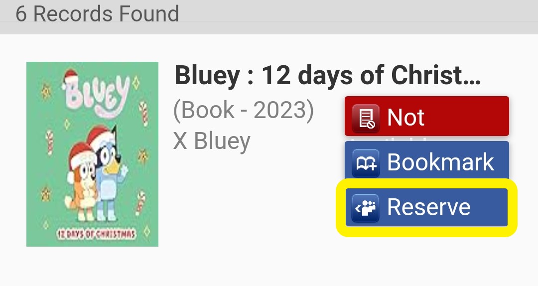 shows reserve button in library catalogue