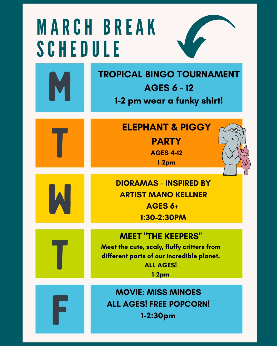 March Break 2025 schedule at the Perth & District Library